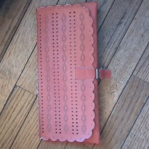 🧡Leather Orange Laser Clutch